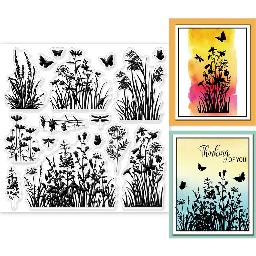 Timbri in Plastica PVC per Scrapbooking Fai da Te Album Fotografico Biglietti Decorativi Fogli di Timbri Cornice Film Fiore 15x15cm