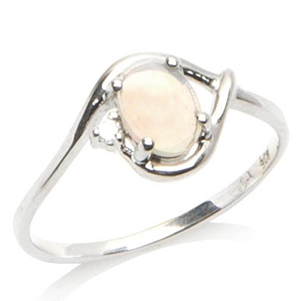 Inel de argint 'Goddess Opal' Alb argintiu (placat cu rodiu) - 9 mm