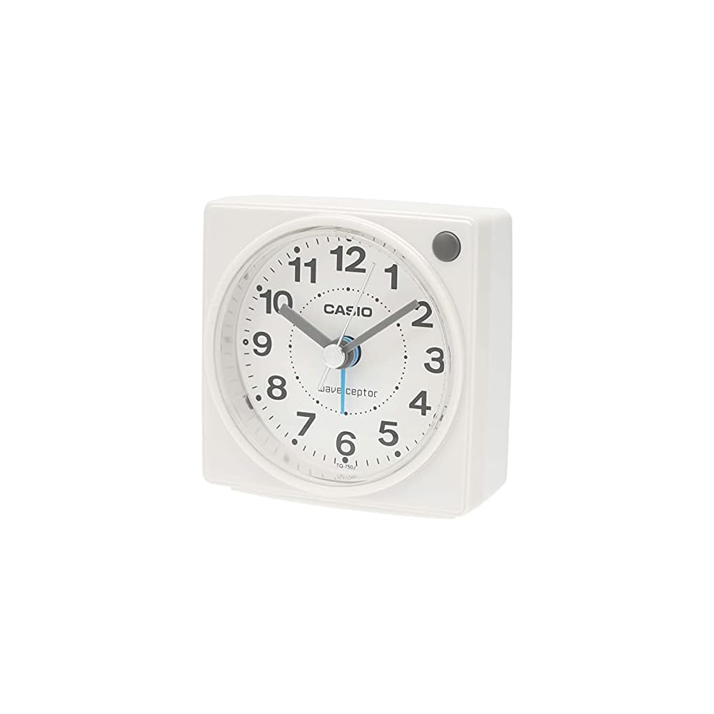 CASIO Alarm Clock, Radio-Controlled, Table Clock, White, Analog, Small, with Light, TQ-750J-7JF