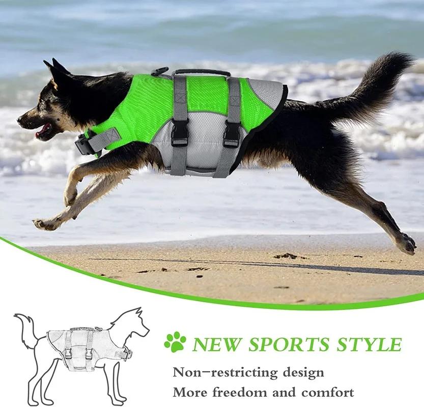 Adjustable Dog Life Jacket Sport Safety Rescue Vest with Rescue Handle Puppy Float Swimming Suit for All Pet Dogs