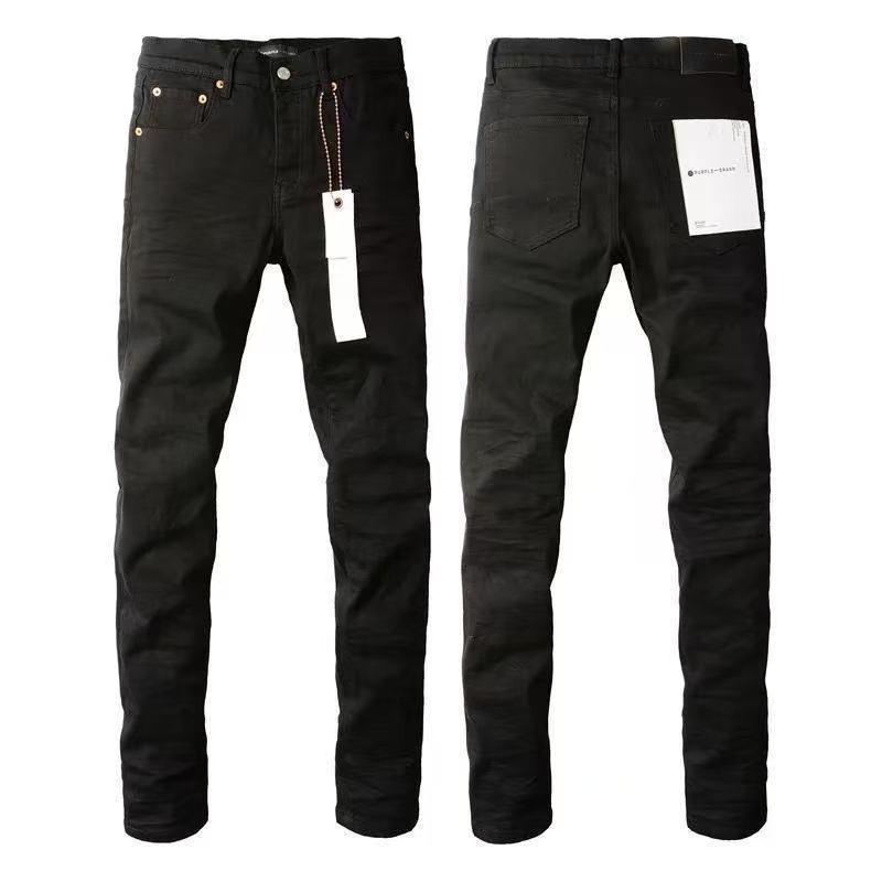 Mens Slim Fit Distressed Denim Jeans With Embroidered Patch Vintage Ink Wash Stretch Cotton Streetwear Style