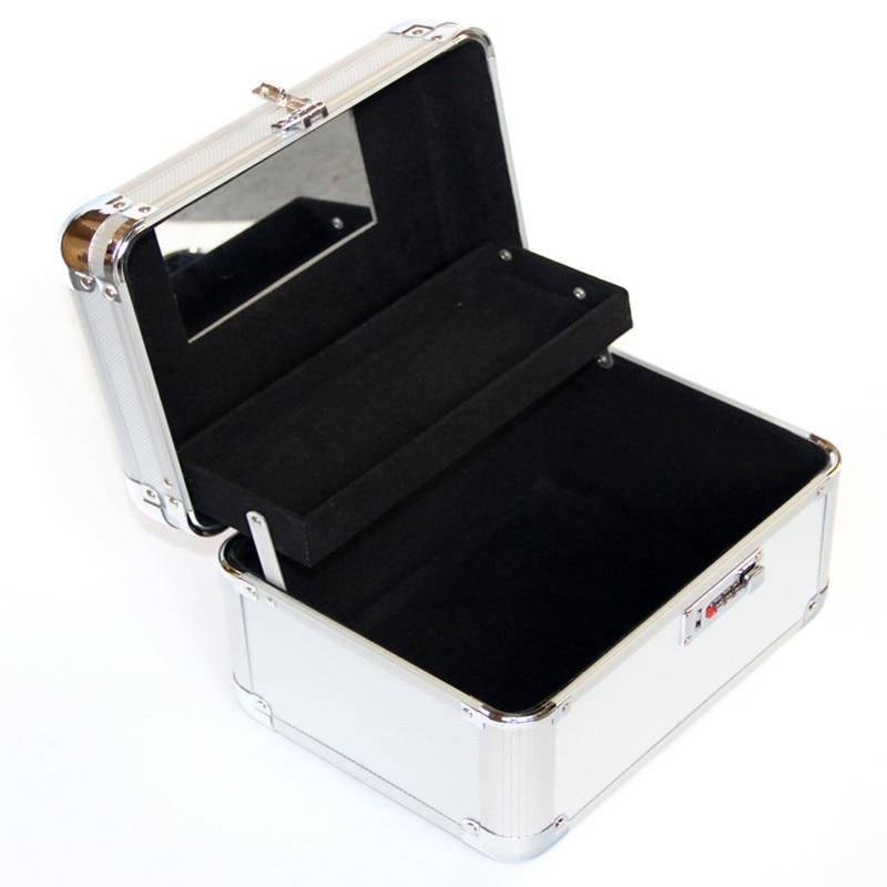 Double Deck Makeup Makeup Bag with Mirror Lock Makeup Bag Big Capacity Makeup Container | Storage Boxes and Containers