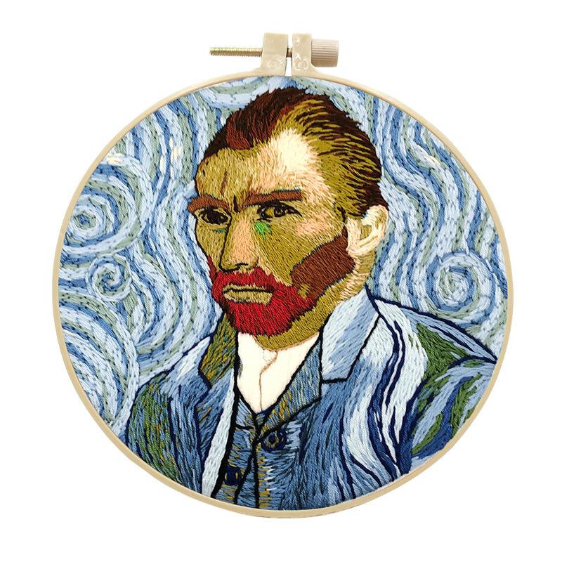 1pc Van Gogh Self-Portrait Pattern Embroidery DIY Fabric Craft Kit