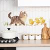 Stickers muraux décoratifs pour cuisine et restaurant, motif chaton et canard jaune de dessin animé