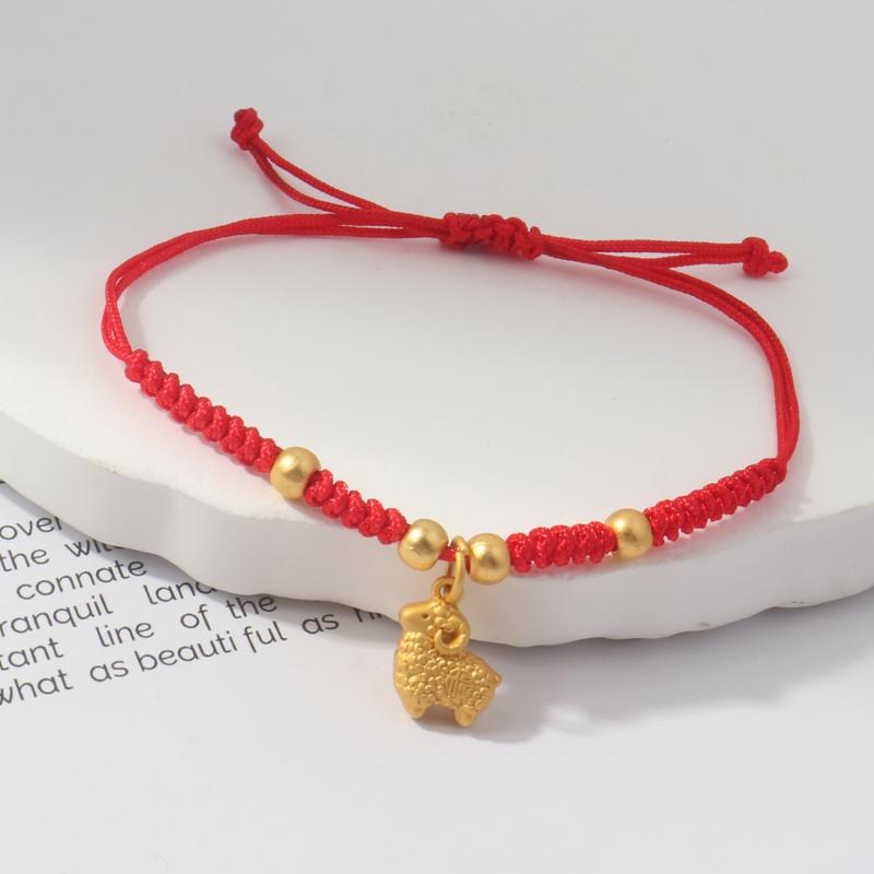 Handmade Red String Bracelet Gold Plated Zodiac Sheep Charms Adjustable Size Good Luck Gifts Daily Wear Fashion Jewelry