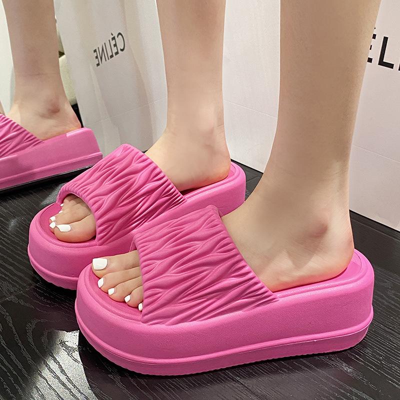 Neue Sommer Damen EVA Plateau Pantoletten Peeptoe Outdoor Freizeit Schuhe für Frau Flache Sohle Bequem Rutschfest Strand Pantolette