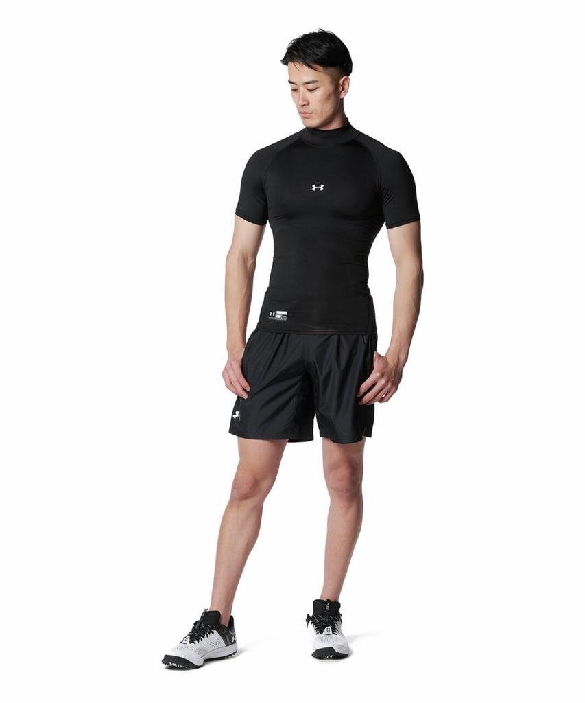 [Under Armour] Baseball Baselayer UA Heat Gear Armor Kompressions-Kurzarm-Mock Herren Schwarz LG