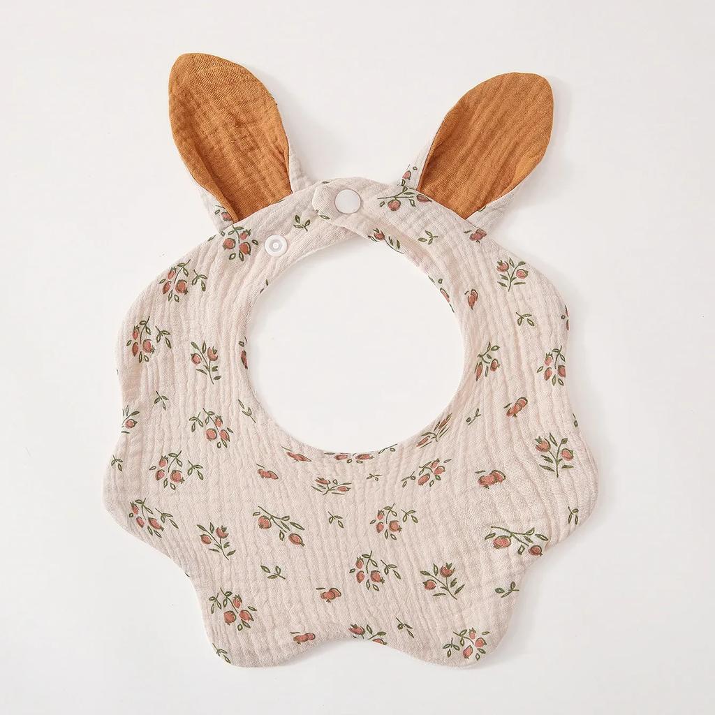 Baby Cotton Bib Cartoon Rabbit Ears Feeding Towel Water Absorbent Saliva Towel Newborns Burp Cloth for Boy Girls Accessories