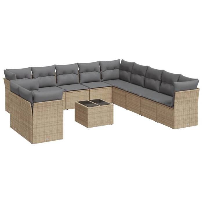 VidaXL Salon de jardin avec coussins 12 pcs beige résine tressée 3249728