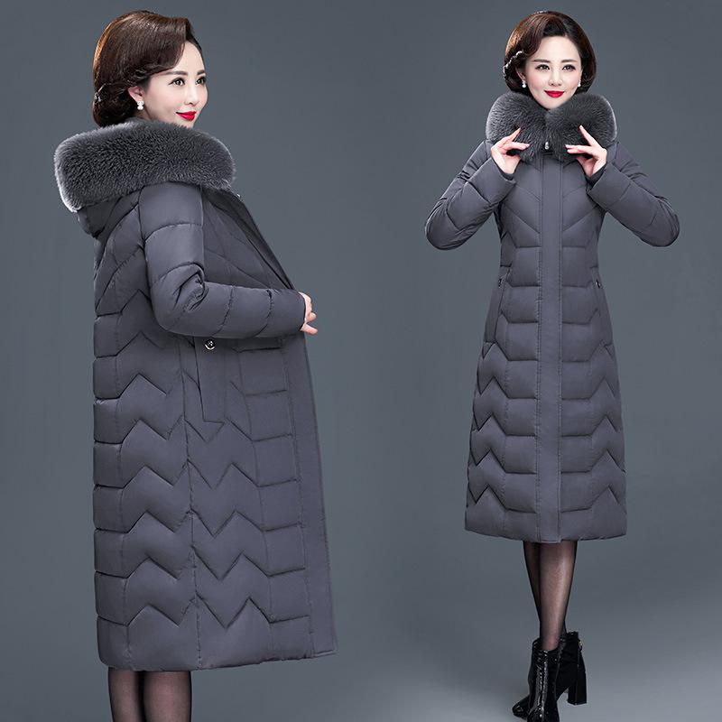 Women's Korean-Style Mid-Length Slimming Plus Size Fur Collar Cotton Jacket