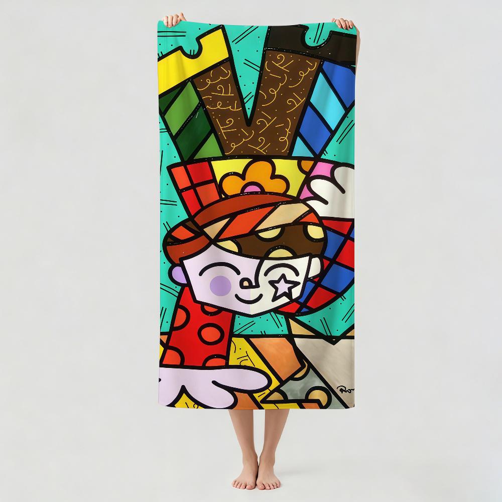 Fashion print R-Romero B-Britto Towel Drying Bath Towel Applicable To Light Swimming Camping Yoga Beach Out