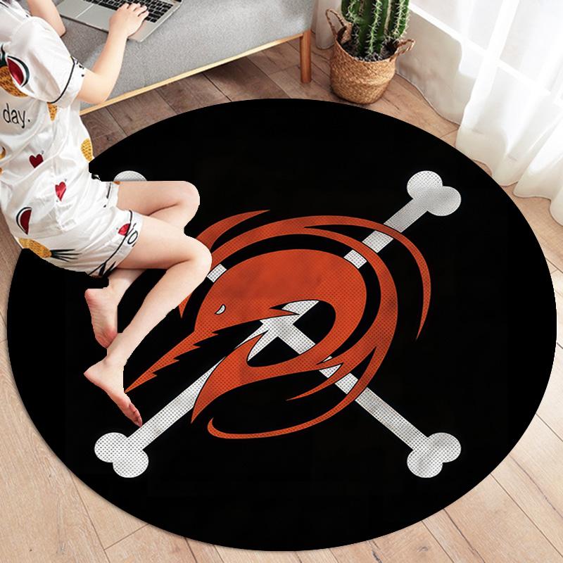 One Piece Logo Round Area Rug Carpet Rug For Living Room Bedroom Sofa Playroom Decor Nonslip Floor Mat