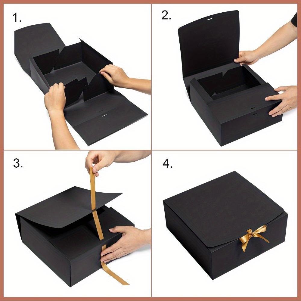 6pcs Black Gift Boxes with Lids and Golden Ribbon Groomsmen Proposal Boxes Craft Boxes for Presents Birthday Wedding Bridesmaid Graduation