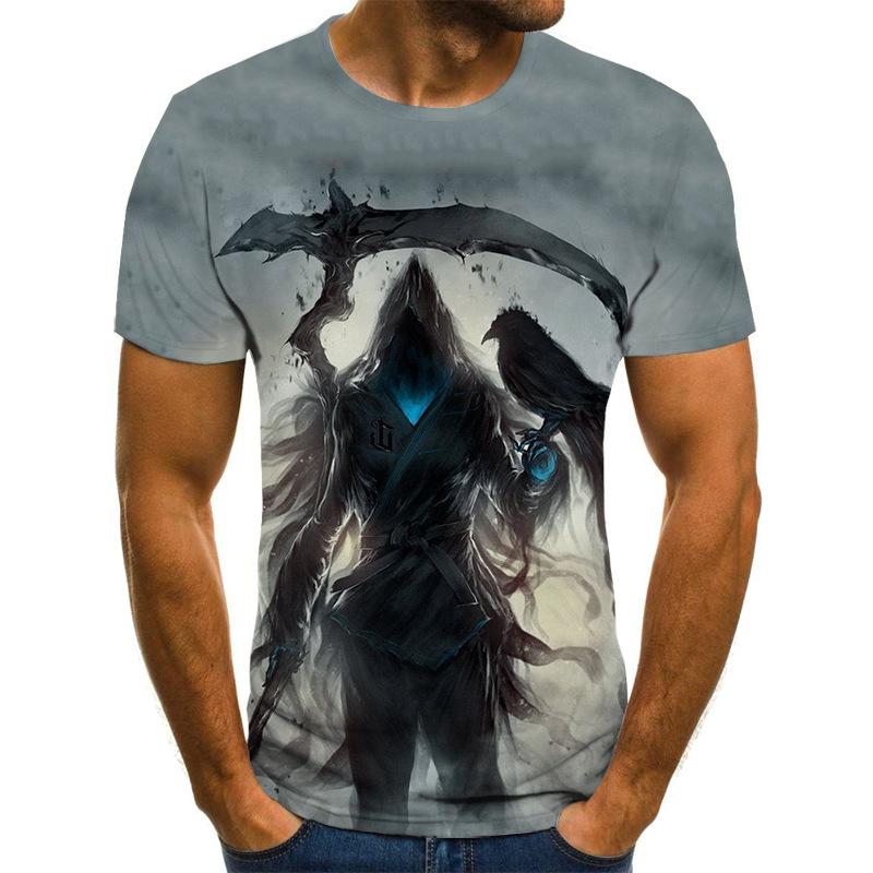 Spring Summer Casual Men's Clothing Cool Skull Image 3D Digital Printing Short Sleeved Men's T-shirt