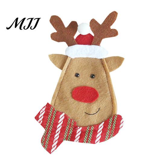 Christmas Dinner Table Setup Cutlery Holder Pockets, Non-woven Fabric Pouch Bags for Spoon Knife Holders Fork, Santa Snowman Reindeer Tableware