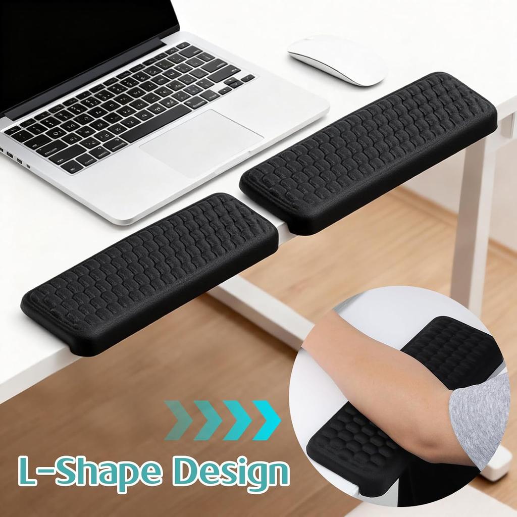 Desk Elbow Pad Memory Foam Desk EdgeRest L-Shaped Elbow Support Cushions Non-Slip Ergonomic Wrist Rests Comfort Support for Office Home Table Edge