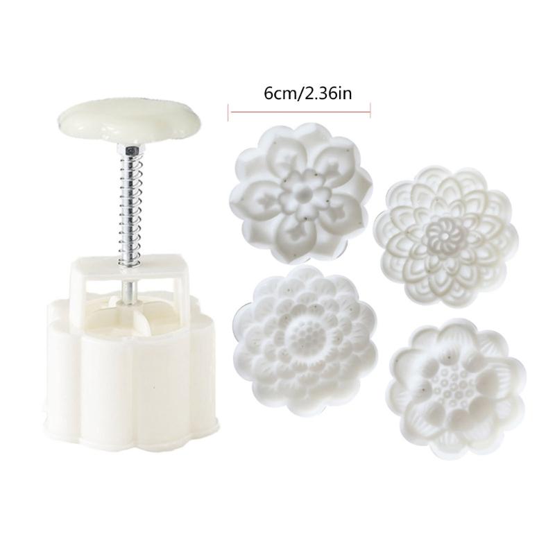 75g Plastic Mooncake Stamps Lotus Shaped Mooncake Moulds Festival DIY Hand Press Mooncake Cutters Pastry Decoration Tool