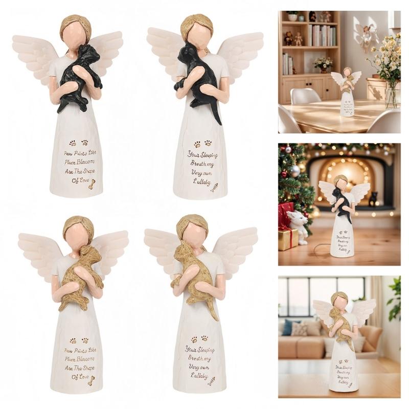 Angel of Friendship Pet Memorials Gift Cats Dog Remembrances Angel Figurines Loss of Pet Sympathy Gift Table Ornament