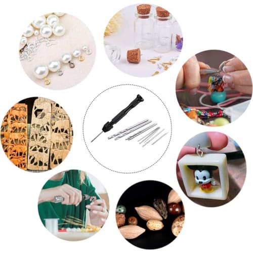 Solxion 10-Piece Pin Vise, Hand Drill, Micro Drill Set, Sharp Tools, Small Precision Manual Drill, Noise-Free, No Power Supply Required, Drilling Tool