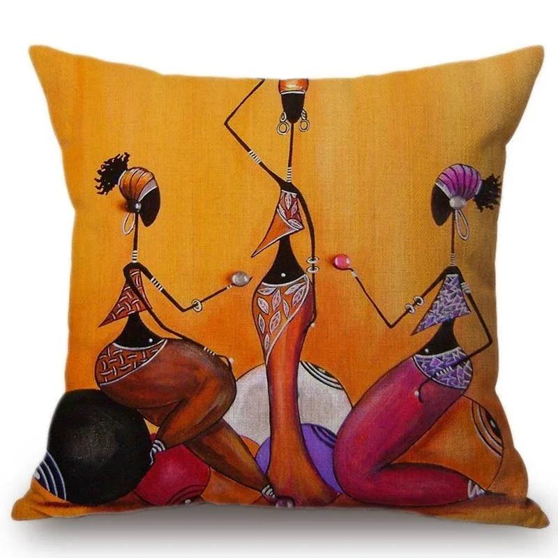 Abstract Oil Painting African Women Cushions Case Modern Abstract Art Decorative Pillows Case Sofa Seat Couch Thick Plush Pillow