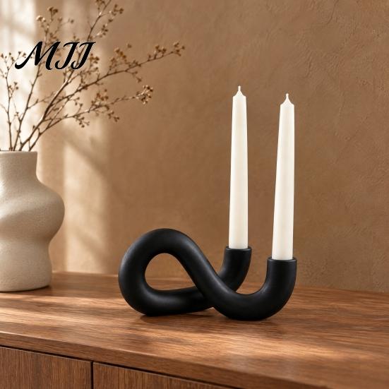 Geometric Candle Stand for Two Taper Candles 3D Printed Infinity Loop Holder, Abstract 2?Candlestick Decorative Holder Dining Table Minimalist