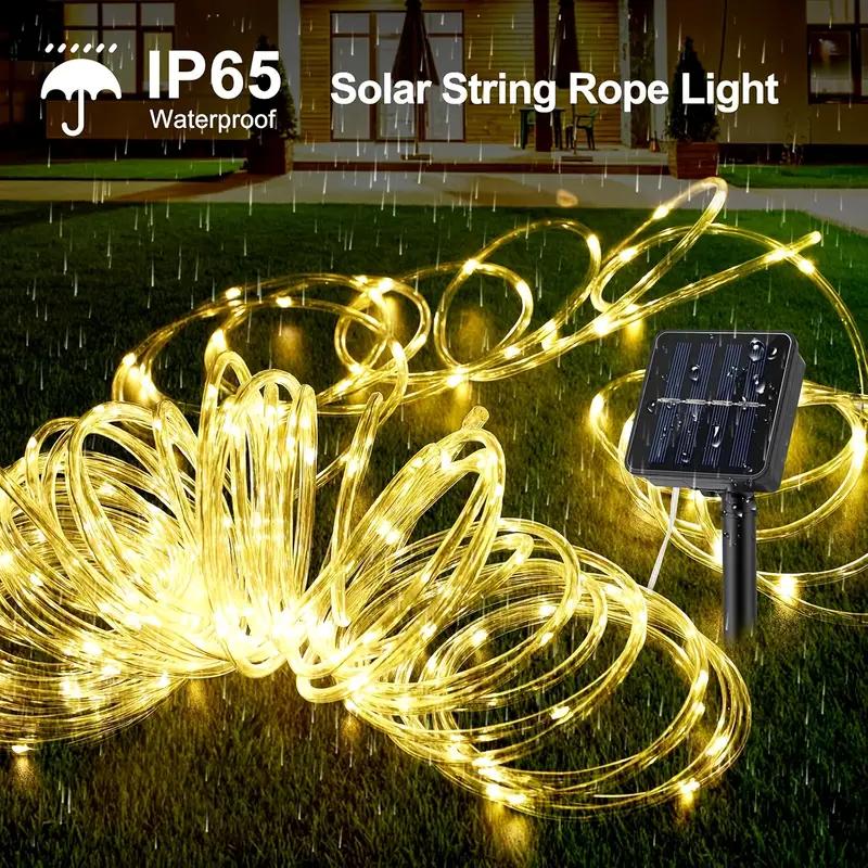 Solar LED Rope Lights Fairy Tube Light String Outdoor Waterproof Lawn Lamps 8 Mode for Home Garden Patio Wedding Roof Decoration