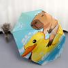 Ombrello da Viaggio a Tema Capibara - 8 Stecche, Apertura e Chiusura Automatica, Design Pieghevole Portatile, Ombrello Compatto ed Elegante Adatto per l'Esterno