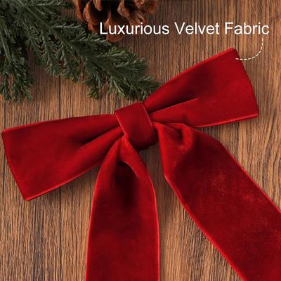 6/12/24 Pièces Nœuds de Noël Décorations Nœuds en Velours pour Ornements d'Arbre de Noël avec Ruban pour Couronne Guirlande Emballage Cadeau Loisirs Créatifs