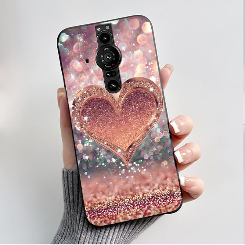 Printing Pattern Case For Sony Xperia Pro-I Fundas Soft Silicone Black Shell Cover Cute Flower Cartoon Casing Capa Coque