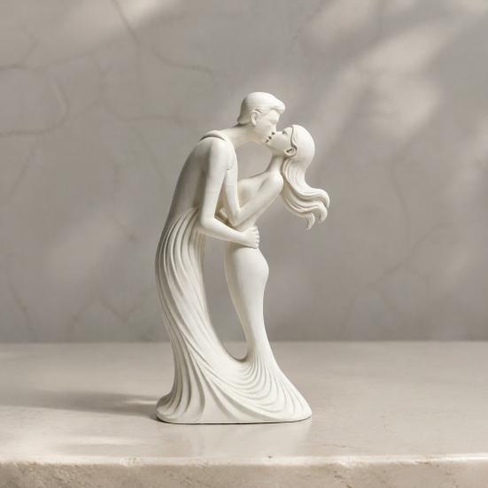 Hochzeitstag Geschenk für Paar 3D Gedrucktes Kuss-Ornament, Moderne Minimalistische Liebesstatue, Abstrakte Figur Romantische Skulptur Zuhause Wohnzimmer