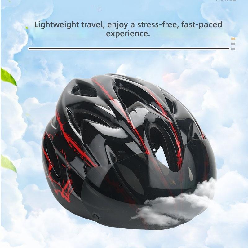 Magnetic-style Visor PC Material Cycling Helmet for Unisex Mountain and Road Bike Safety Roller Skating Use