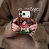 Red Plaid Artistic Phone Case for iPhone 17 Pro, 16 Plus, and 15 with Dirt Resistance and Card Holder by Harada Osamu