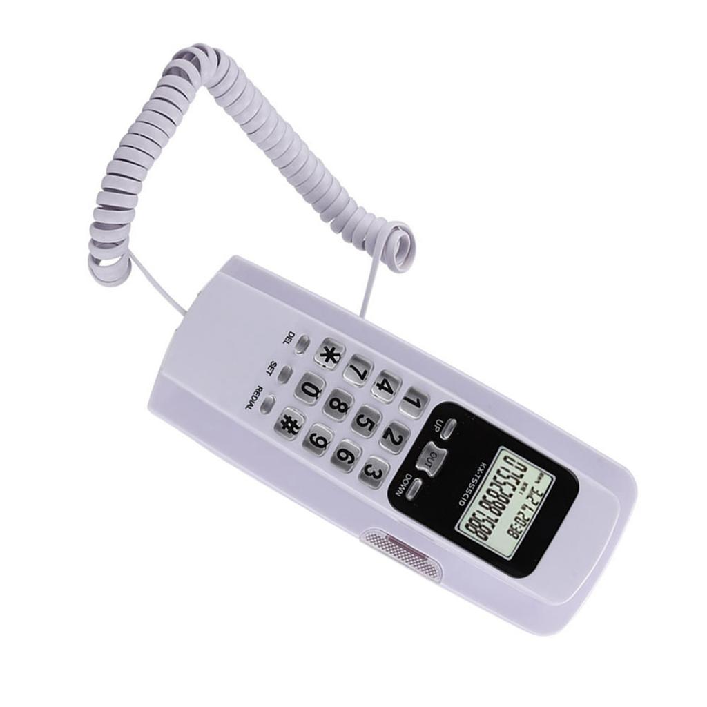 T555 Mini Wall Mounted Phone Caller ID Hotel Home Office Telephone with LCD Display Backlight(White )
