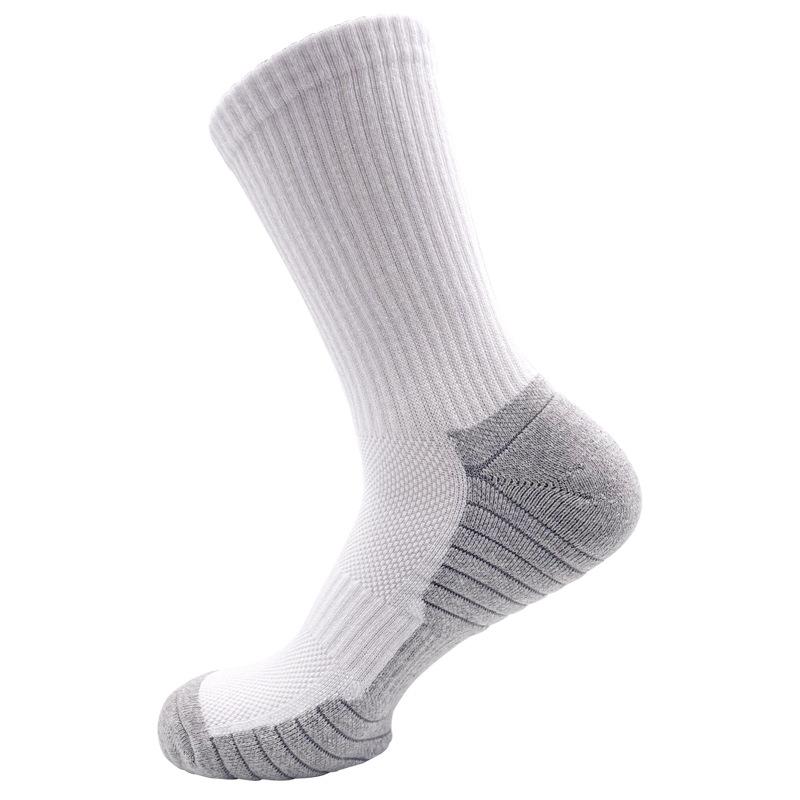 

Мужские профессиональные баскетбольные носки Mid Tube High Top с толстым полотенцем Bottom Sports Actual Combat Training Elite Socks 1 pair белый/серый