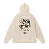Mens Hooded Zip-Up Fleece-Lined Sweatshirt With Letter Print Casual Oversized Pullover Winter Jacket
