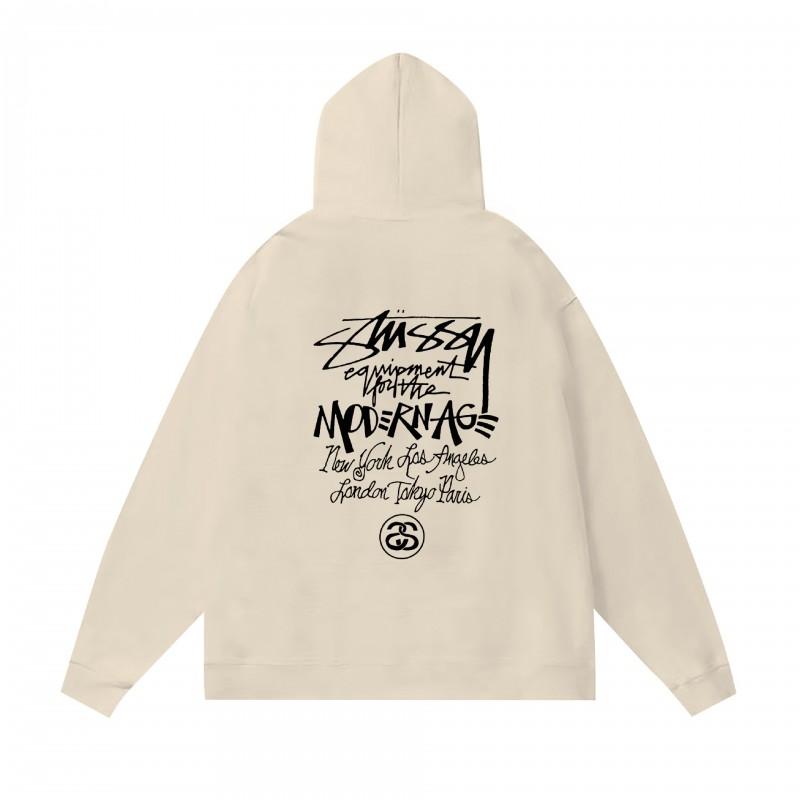 Mens Hooded Zip-Up Fleece-Lined Sweatshirt With Letter Print Casual Oversized Pullover Winter Jacket