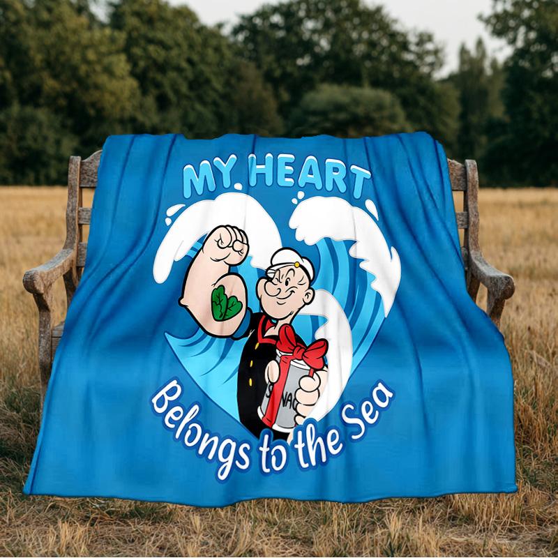 Popeye Flannel Blanket, Use for Birthday/Holiday Gift, Soft Blanket for Sofa/Bed/Camping/Office/Tourism Use,All Seasons