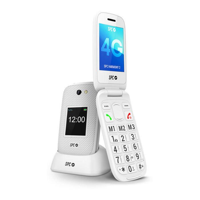SPC HARMONY 2 - Mobilní telefon pro seniory s extra velkými tlačítky, 4G, SOS tlačítkem a Hlasitostí. 104dB, Bílý