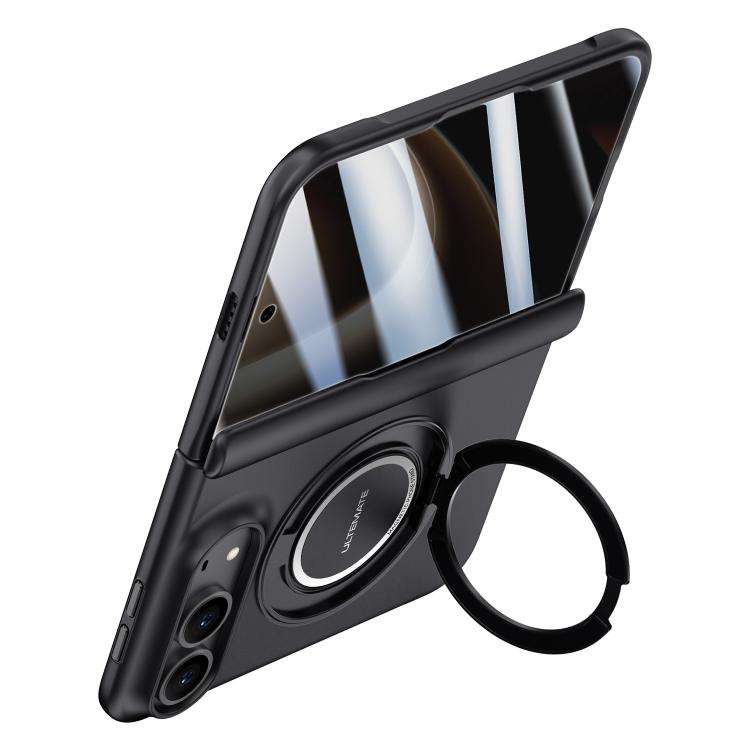 Integrated Privacy Tempered Glass Magnetic Phone Case, Full Hinge Protection with Wrist Strap & 360° Rotating Ring Holder For iPhone Duo Fold