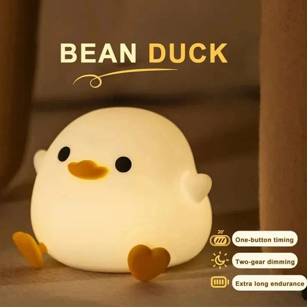 

Cute Cartoon Duck Night Light Eye Protection Tap Dimmable Table Lamp with Timer A
