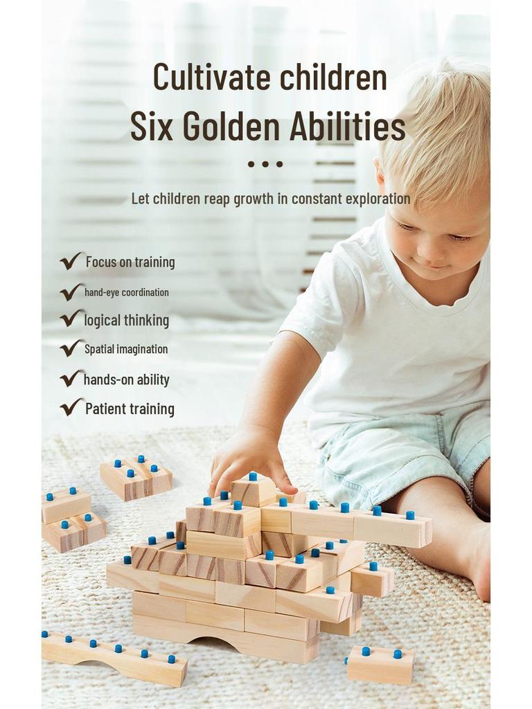 Educational Wooden Building Blocks for Kids – Creative Construction and Brain-Teasing Table Game