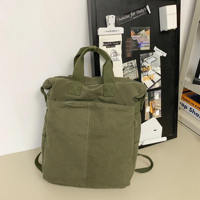 Plátěný jednobarevný studentský školní batoh Pánský velkokapacitní cestovní batoh