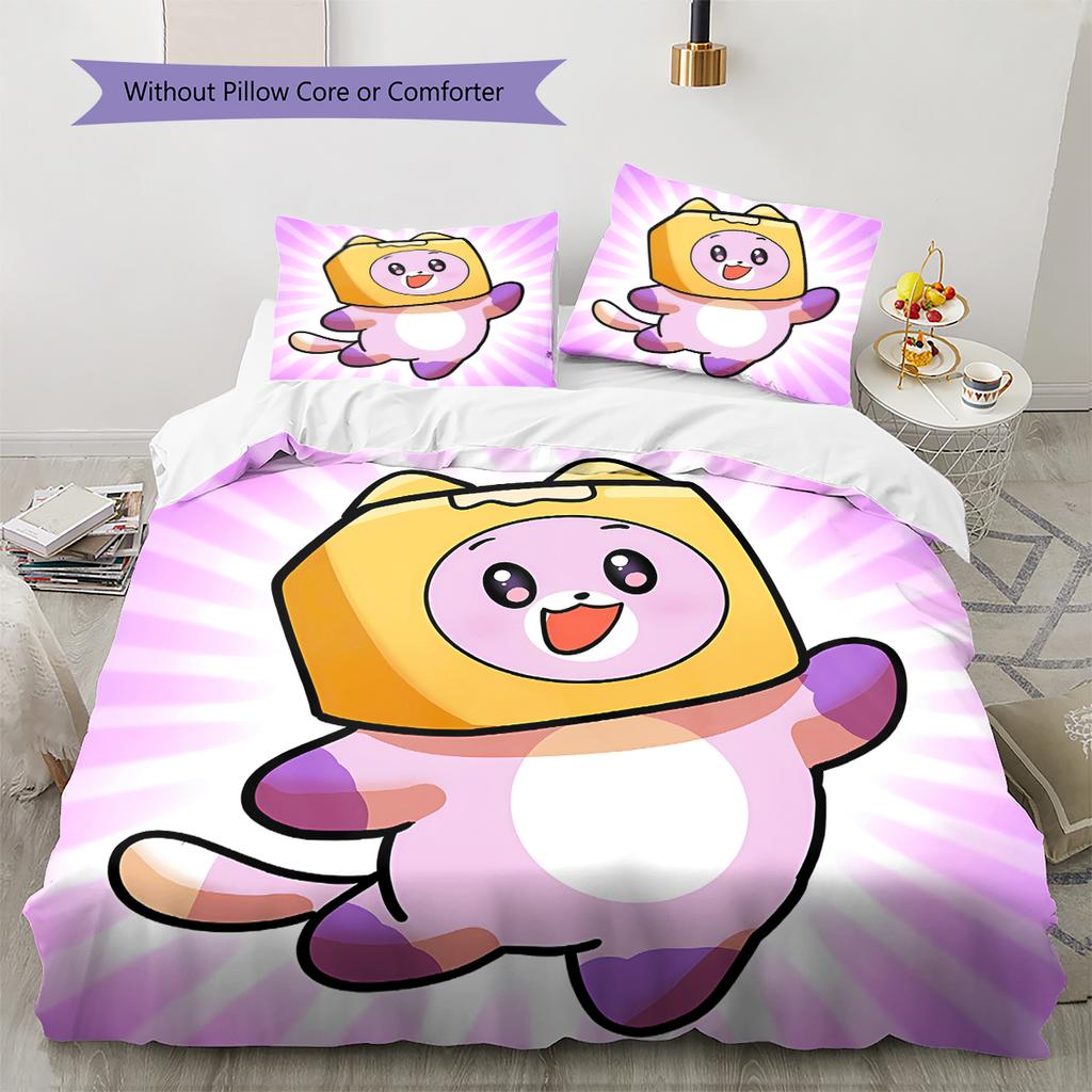 Lankybox Pattern Bedding,Quilt Set Quilt Cover Pillowcase Home Birthday Gift (1 * duvet cover + 2 * pillowcase, without core)