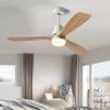 Ventilador de teto de 42 52 polegadas com luz, motor DC, controle remoto, luz de ventilador de teto de madeira maciça, luz pendente para sala de jantar e estar