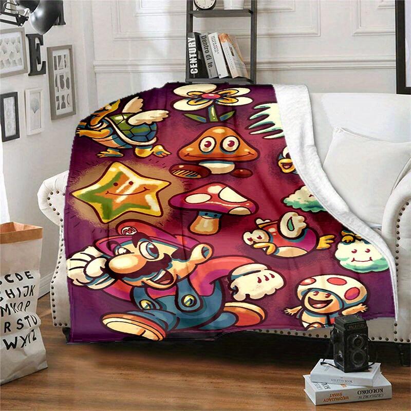 1pcSuper Mario Adventure: Soft Comfortable Blanket - Perfect for All Seasons, Ideal Gift for Gamers Ev 100x150cm