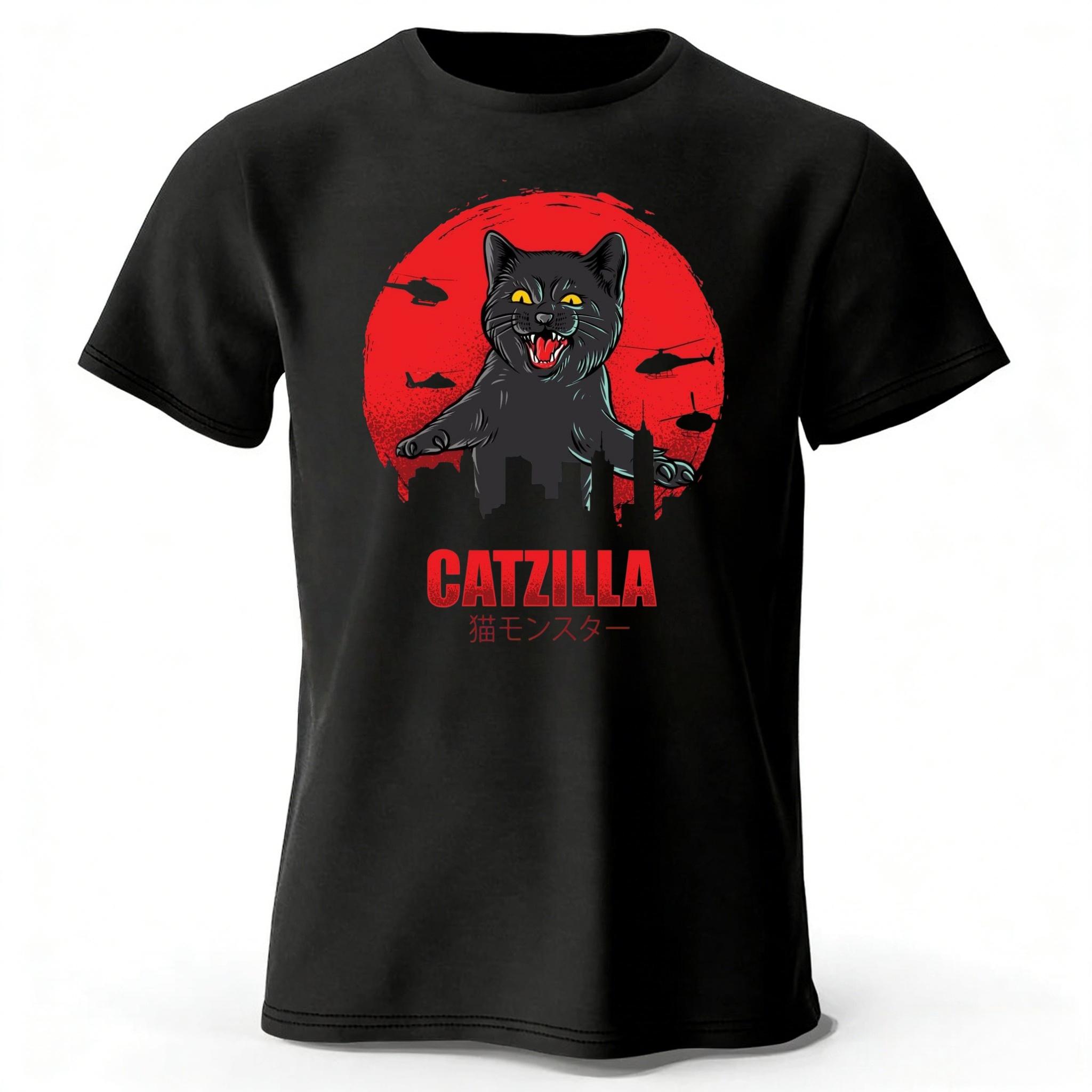 

Japanese Quirky Disruptor Cat Pure Cotton Short Sleeved 2026 New Mens Sports and Fitness Top Soft Plus Loose Casual Tshirt M