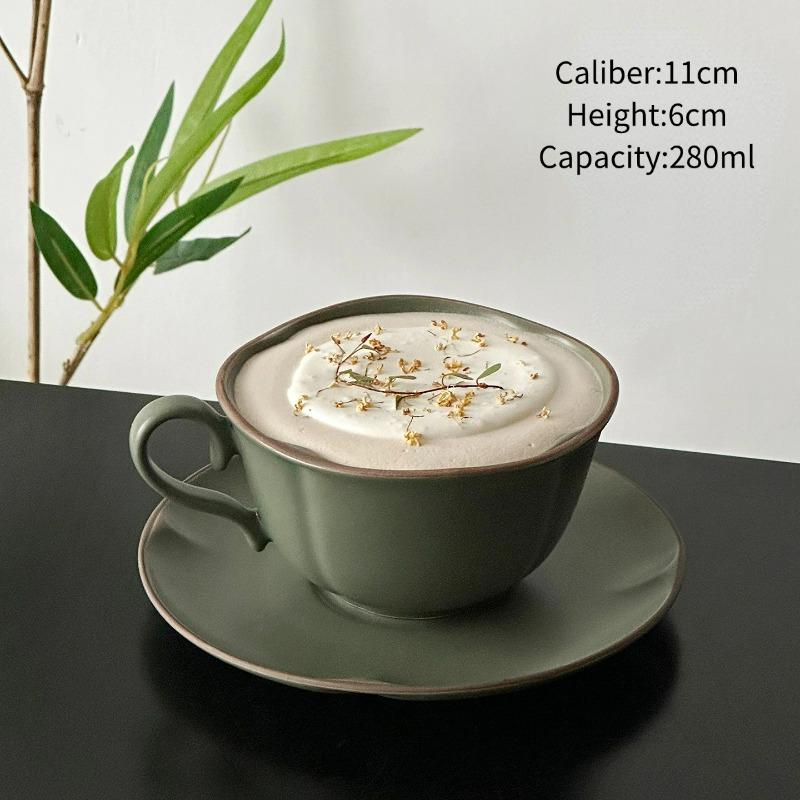 

Vintage Blue Coffee Cup, Ceramic Mug and Saucer Set, Unique Latte Cups, Latte Art Cup, Ceramic Water Milk Mugs, Cafe Tools 280ml