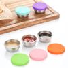 304 Stainless Steel Sauce Cup with Sealed Lid Salad Tomato Dressing Small Dipping Saucer Bowl Sushi Bento Condiment Containers