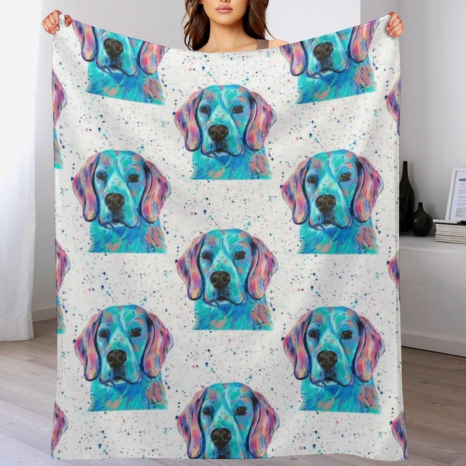 Beagle Colourful Dog Throw Blanket Compact Warm Blanket for Car Road Trip 102x76cm(40x30in)