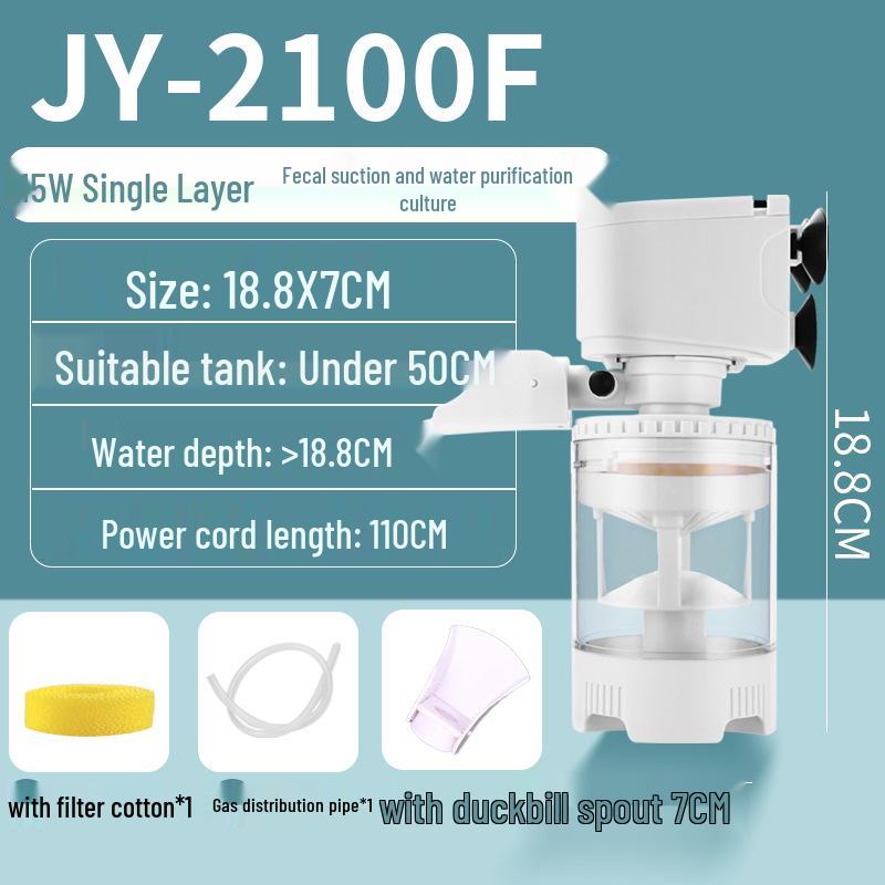 3-in-1 Aquarium Filter & Feces Separator with Built-in Circulating Water Pump